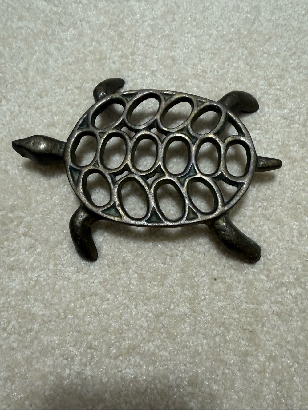 Vintage Brass Finish Metal Turtle Trivet